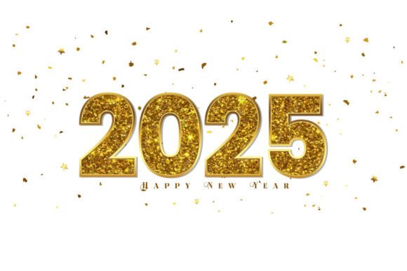 2025 New Year Golden Glitter Text Graphics Review