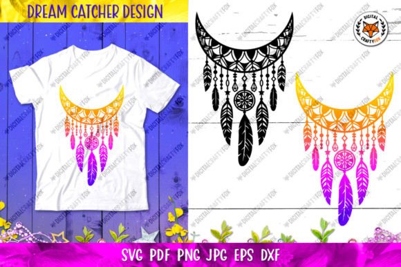 Crescent Dream Catcher SVG, Moon SVG Graphics & Illustrations