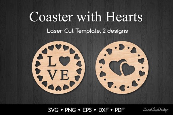Decorative Coasters with Hearts SVG: Graphics for Crafts