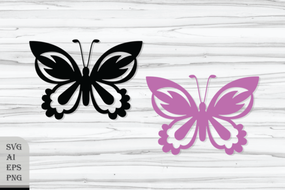 Decorative Floral Butterfly Silhouette Graphics for Crafts