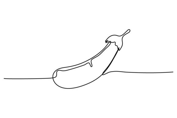 Eggplant One Continuous Line Graphics for Editorial Use