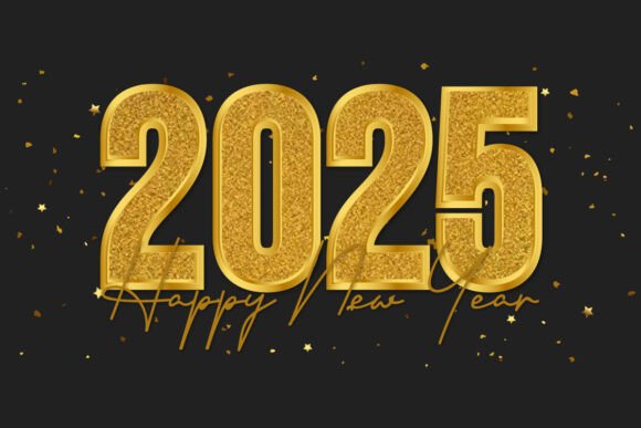 Golden Glitter Graphics for a Standout 2025 New Year