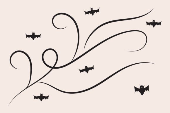Halloween Flourish Bats Swirl Decorative Graphics