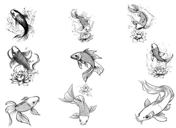 Koi Fish Silhouette Tattoo Designs: Freebie Graphics