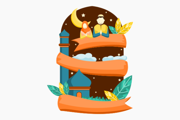 Ramadan or Eid Greeting Ribbon: Graphics & Illustrations