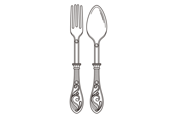 Vintage Spoon and Fork Graphics for Creative Illustrations